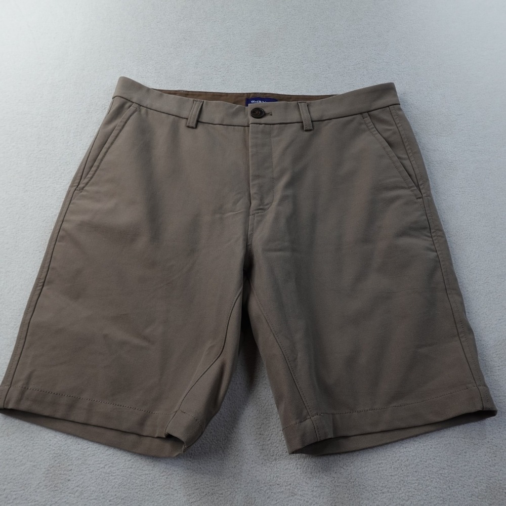 Wool & Prince Shorts Mens 34 Brown 9" Wool Blend Performance Chino Travel